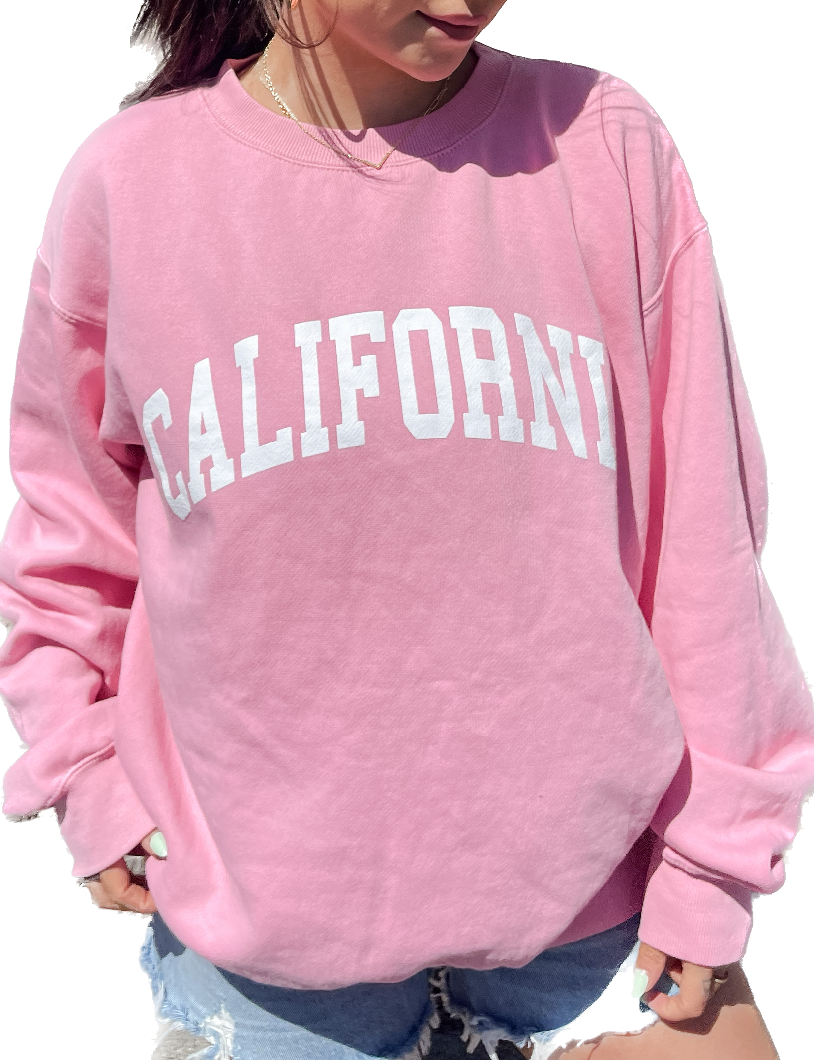 California Crewneck Sweatshirt Pink White California Crewneck Sweatshirt Pink White California Crewneck Sweatshirt Pink White Ca