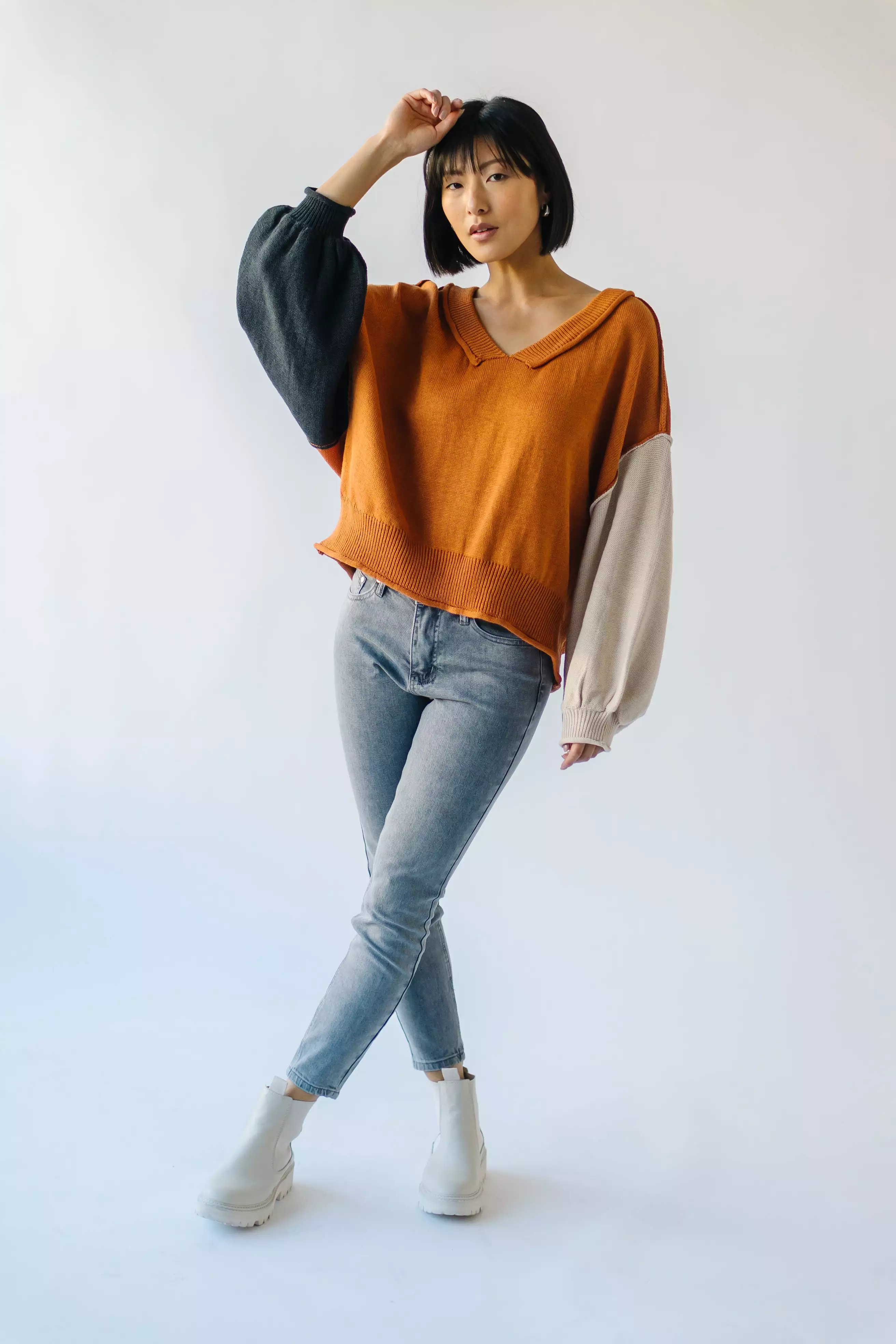 Cardona Brick Multi V-Neck Sweater (direct result)