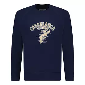 Casablanca navy crew neck sweatshirt - Shop Now!