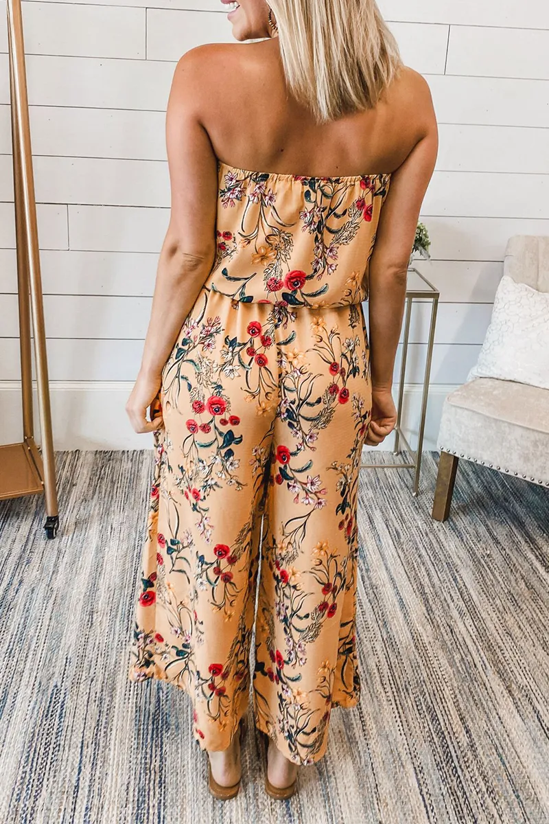 Casual Patchwork Strapless Jumpsuits.