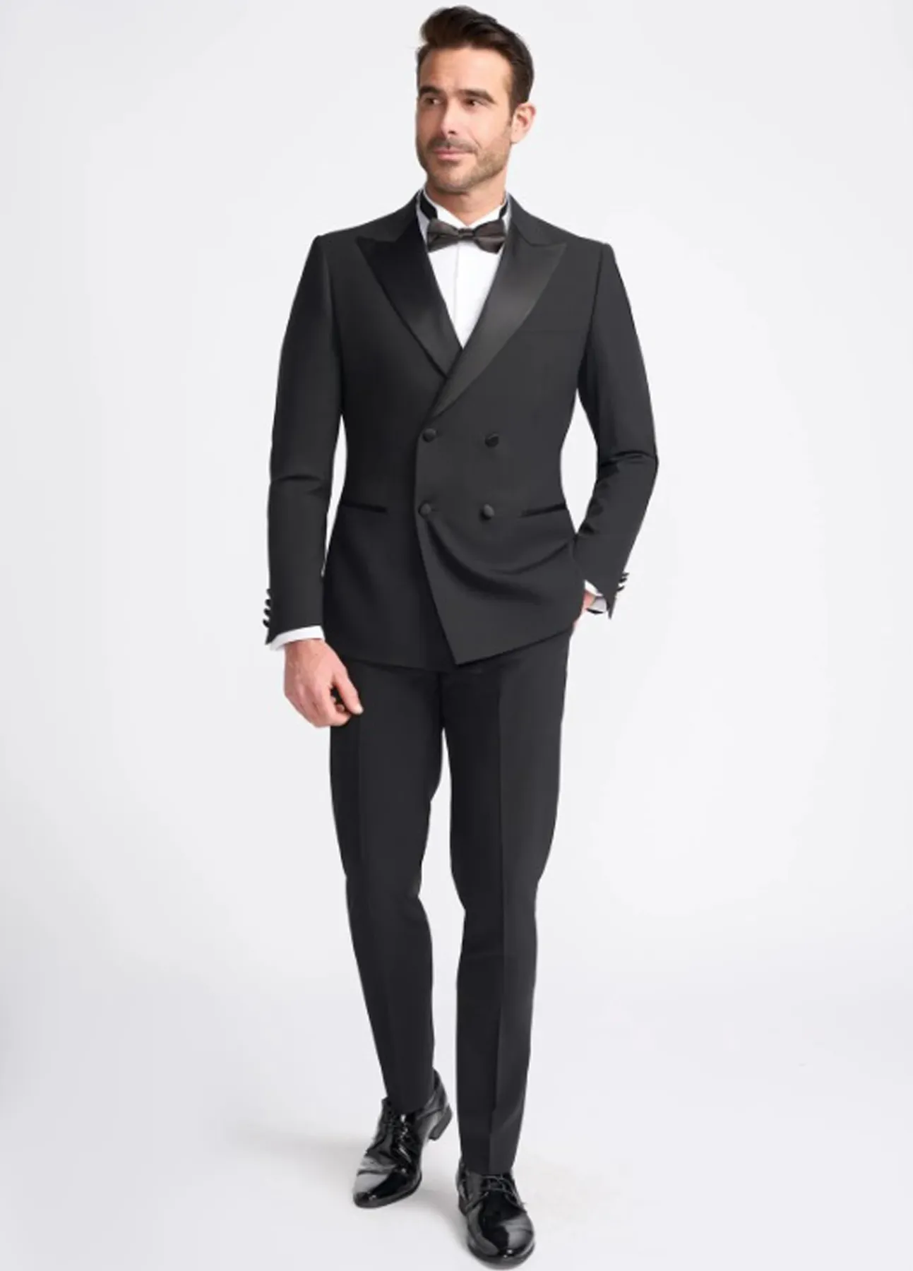 Cavani Black Aspen Double Breasted Slim Fit Tux Blazer