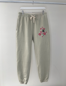 CC Floral Embroidery Fleece Sweatpants, Chalk - Google SEO result: CC Floral Embroidered Fleece Sweatpants in Chalk - Shop Now!