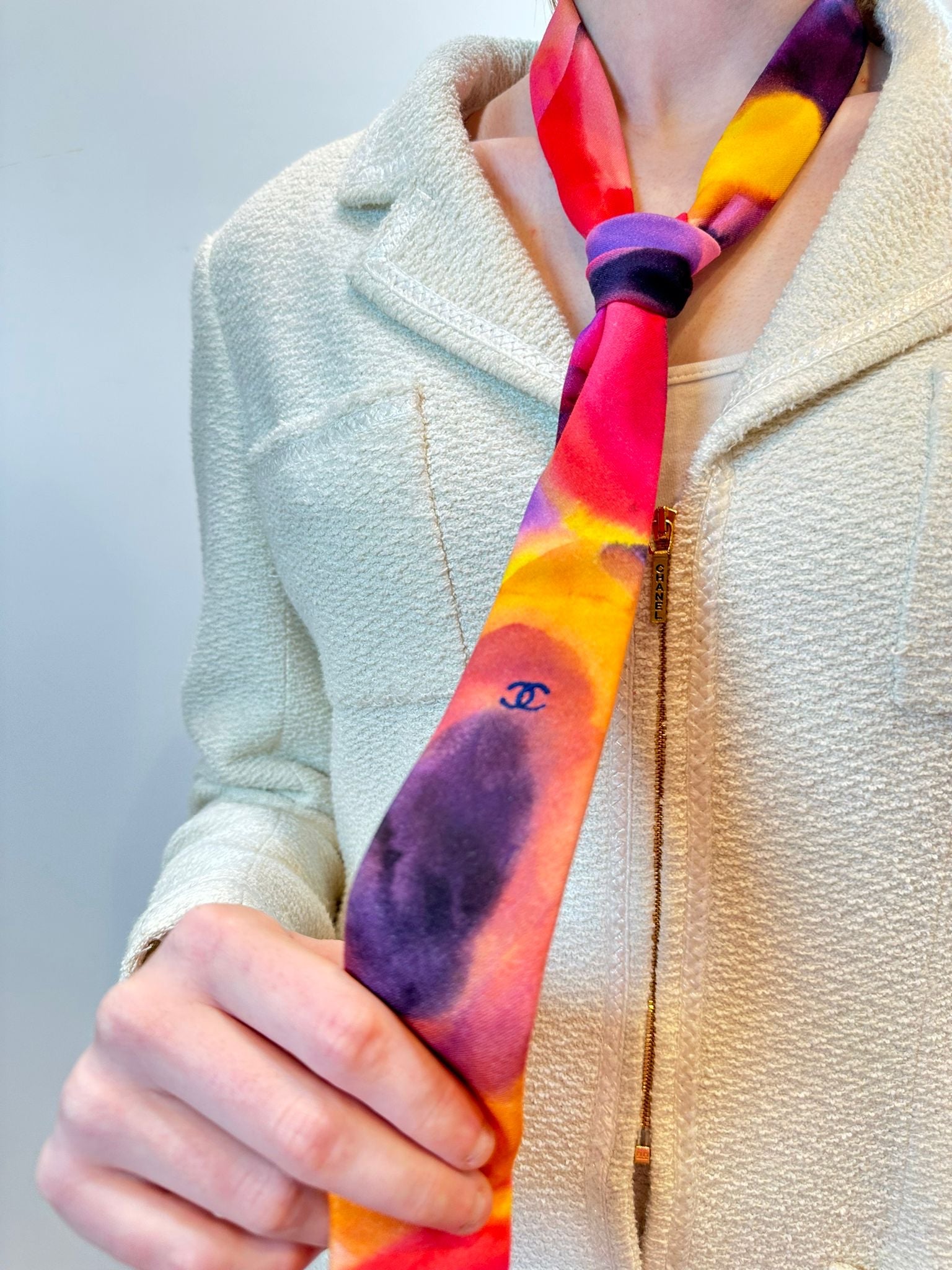 Chanel 15P 2015 Spring Runway Watercolor Necktie - Buy Now