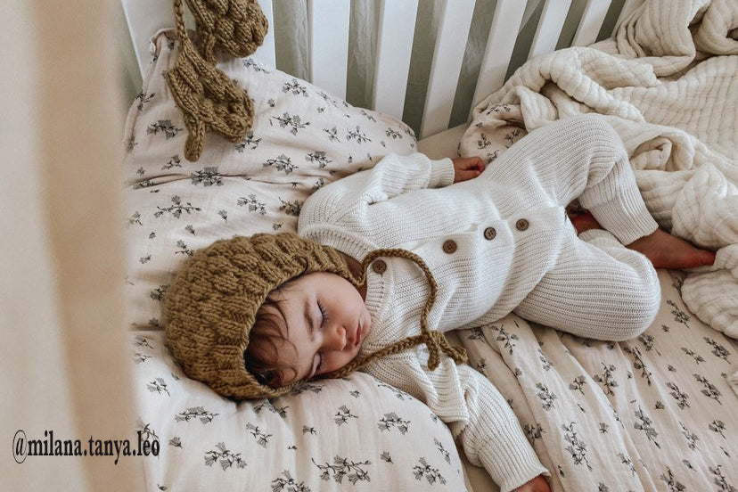 Chloe Set: Hand-Knitted Bonnet and Matching Mittens & Gloves - Cream or Dusty Color