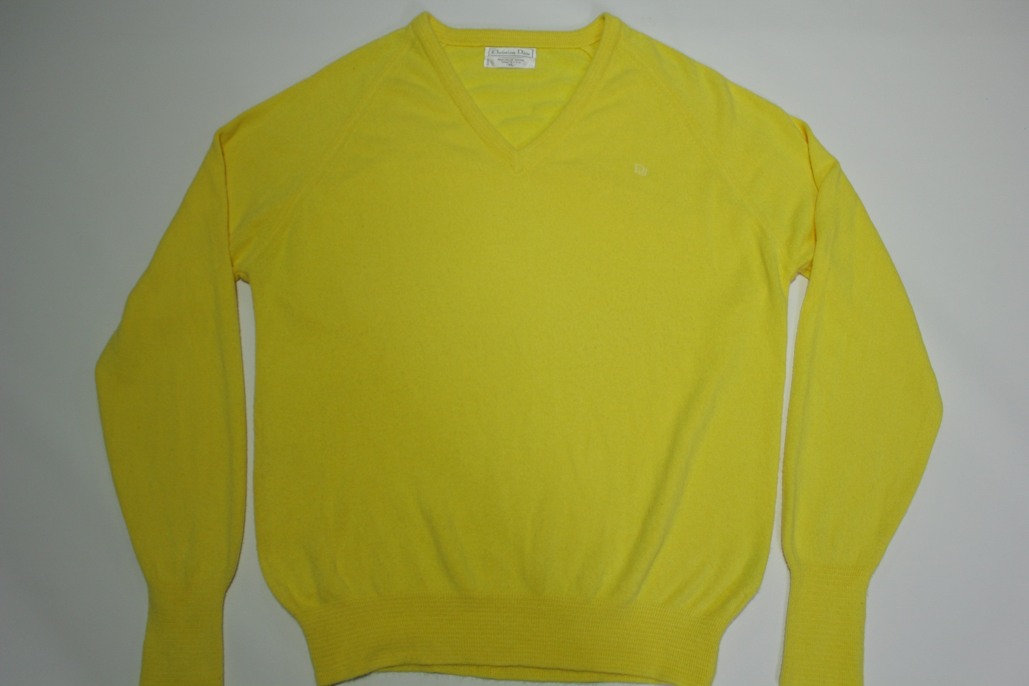 Christian Dior vintage sweater - V-neck style, made in the USA, from the 1980's, perfect for winter, fireplace design, made of a