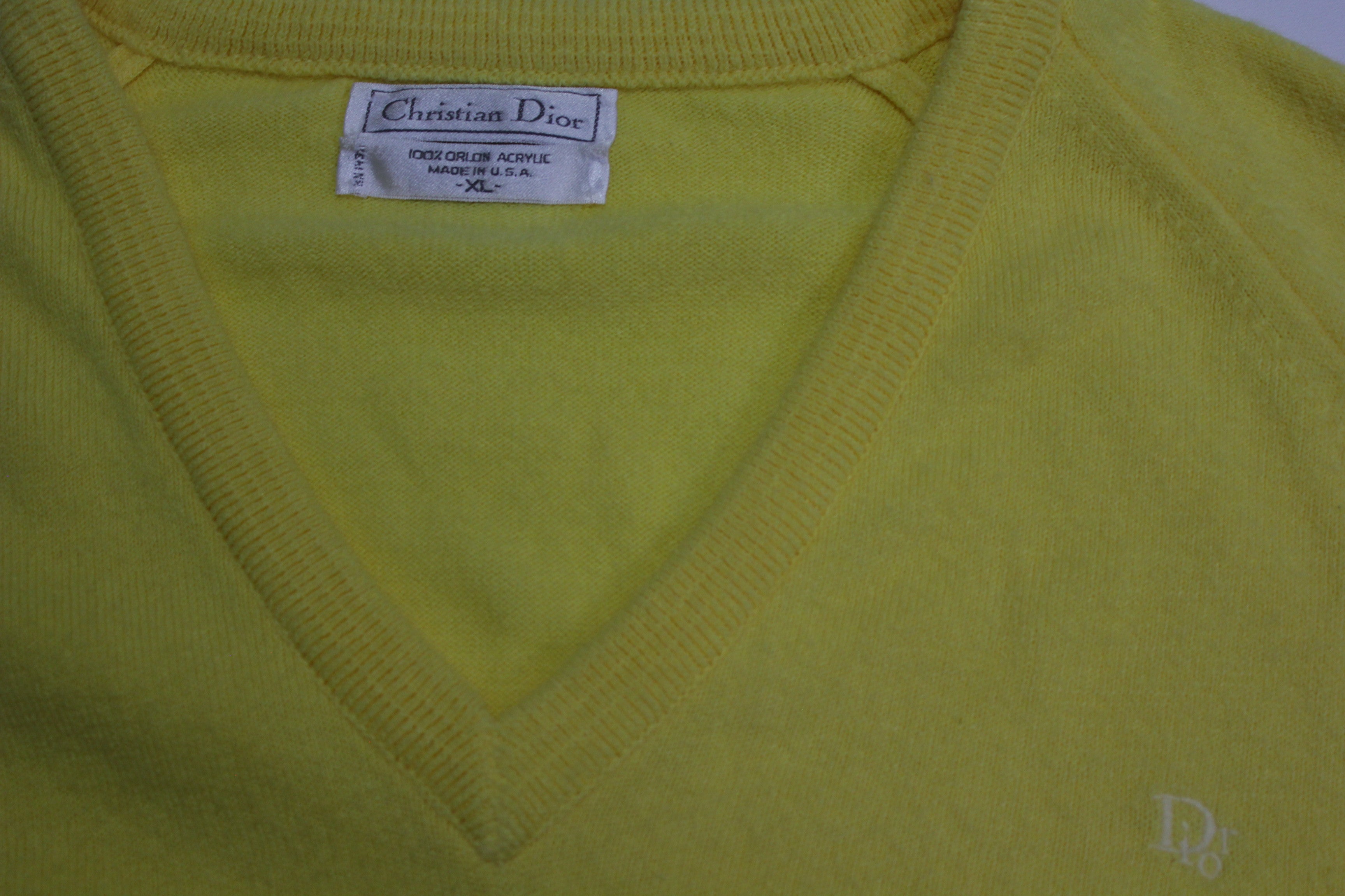 Christian Dior vintage sweater - V-neck style, made in the USA, from the 1980's, perfect for winter, fireplace design, made of a