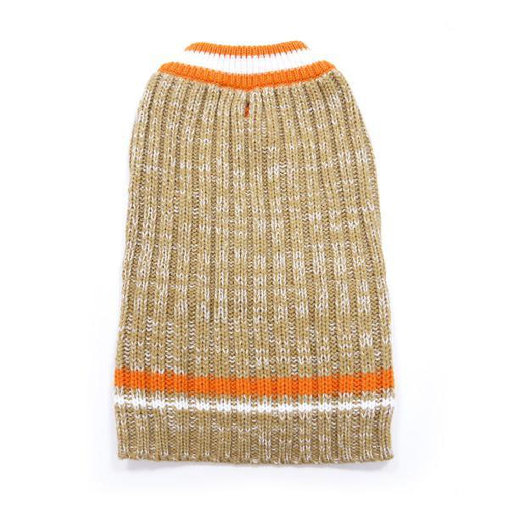 City V-Neck Dog Sweater - Beige with Orange Trim by Dogo