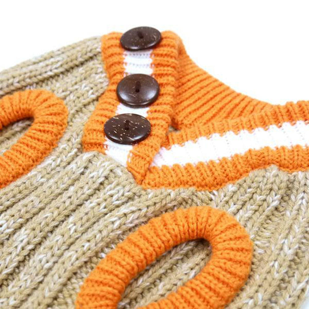 City V-Neck Dog Sweater - Beige with Orange Trim by Dogo