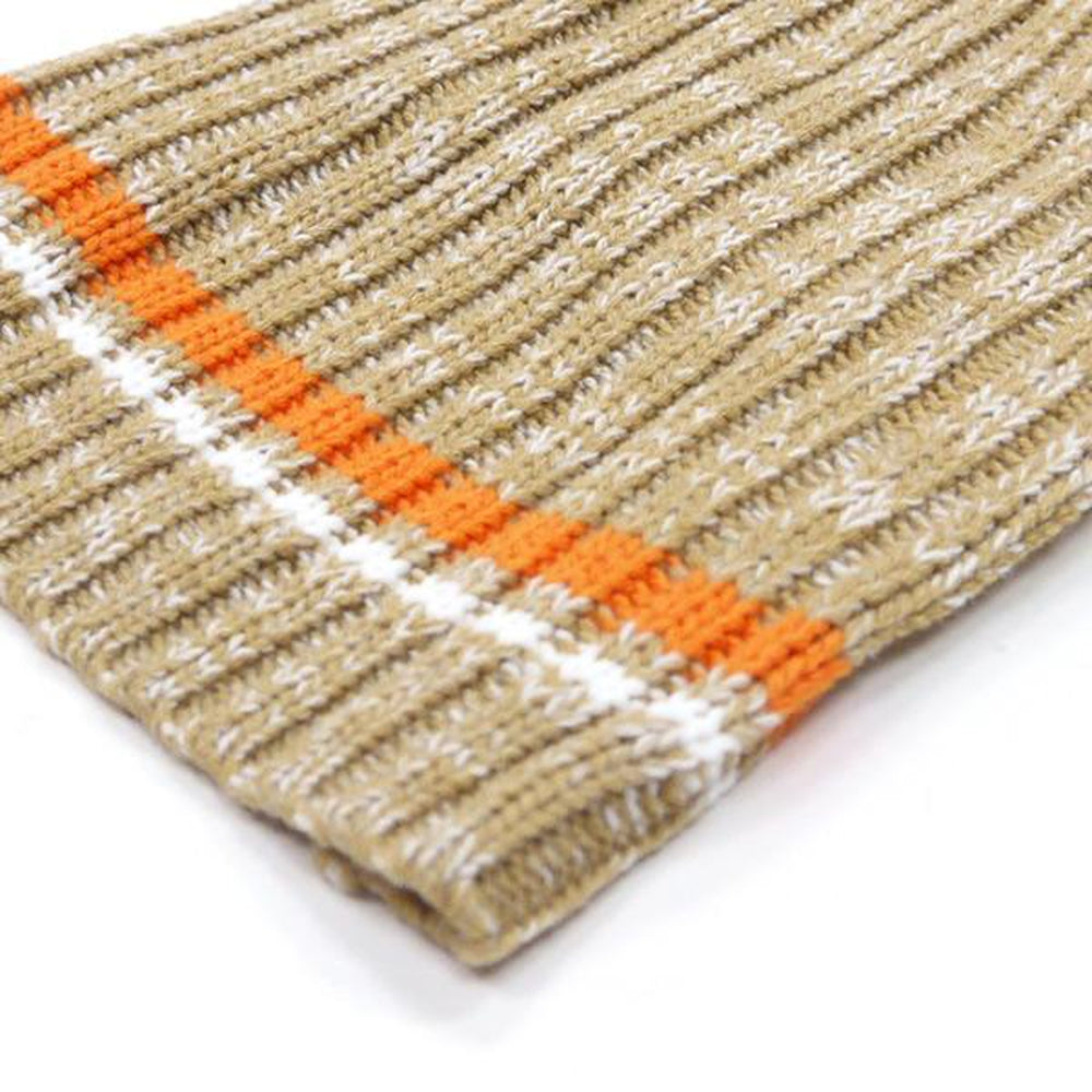 City V-Neck Dog Sweater - Beige with Orange Trim by Dogo