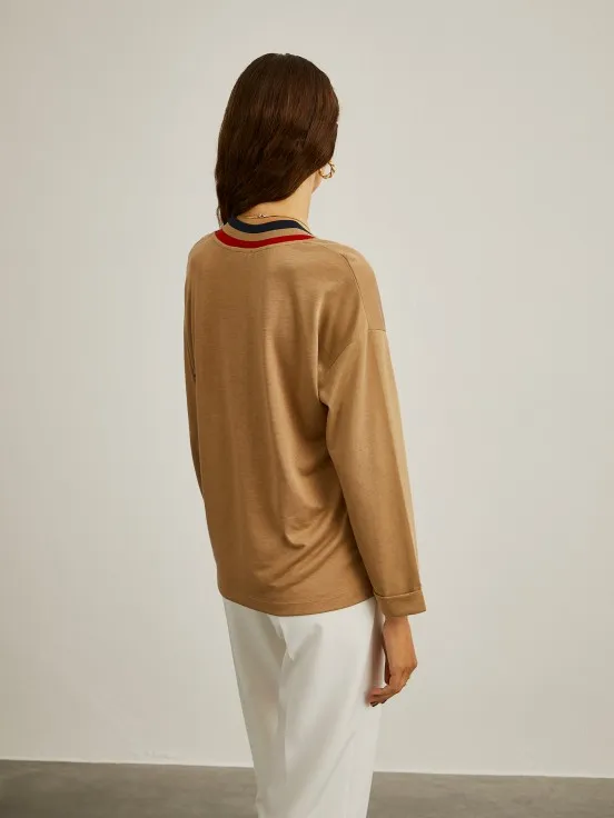 Two-Tone V-Neck Sweater