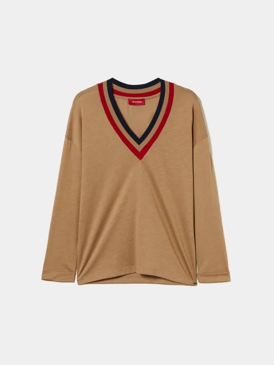 Two-Tone V-Neck Sweater