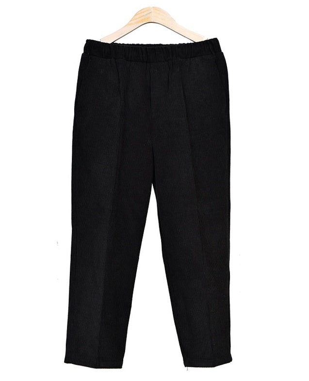 Corduroy wide trousers for men, ideal for formal or casual occasions, featuring a cropped style with a Korean guys' Kpop waistba