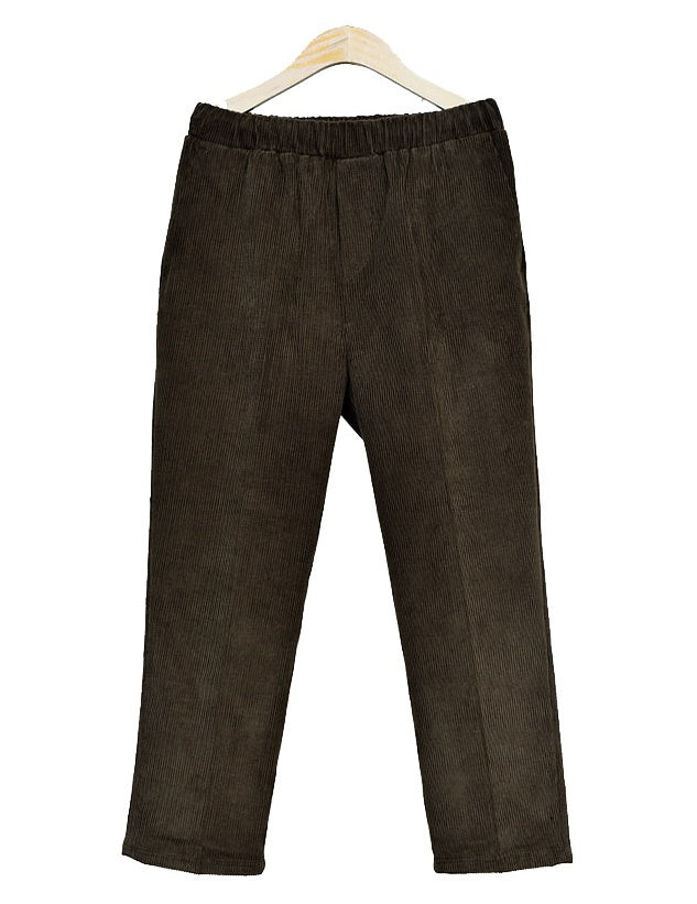 Corduroy wide trousers for men, ideal for formal or casual occasions, featuring a cropped style with a Korean guys' Kpop waistba