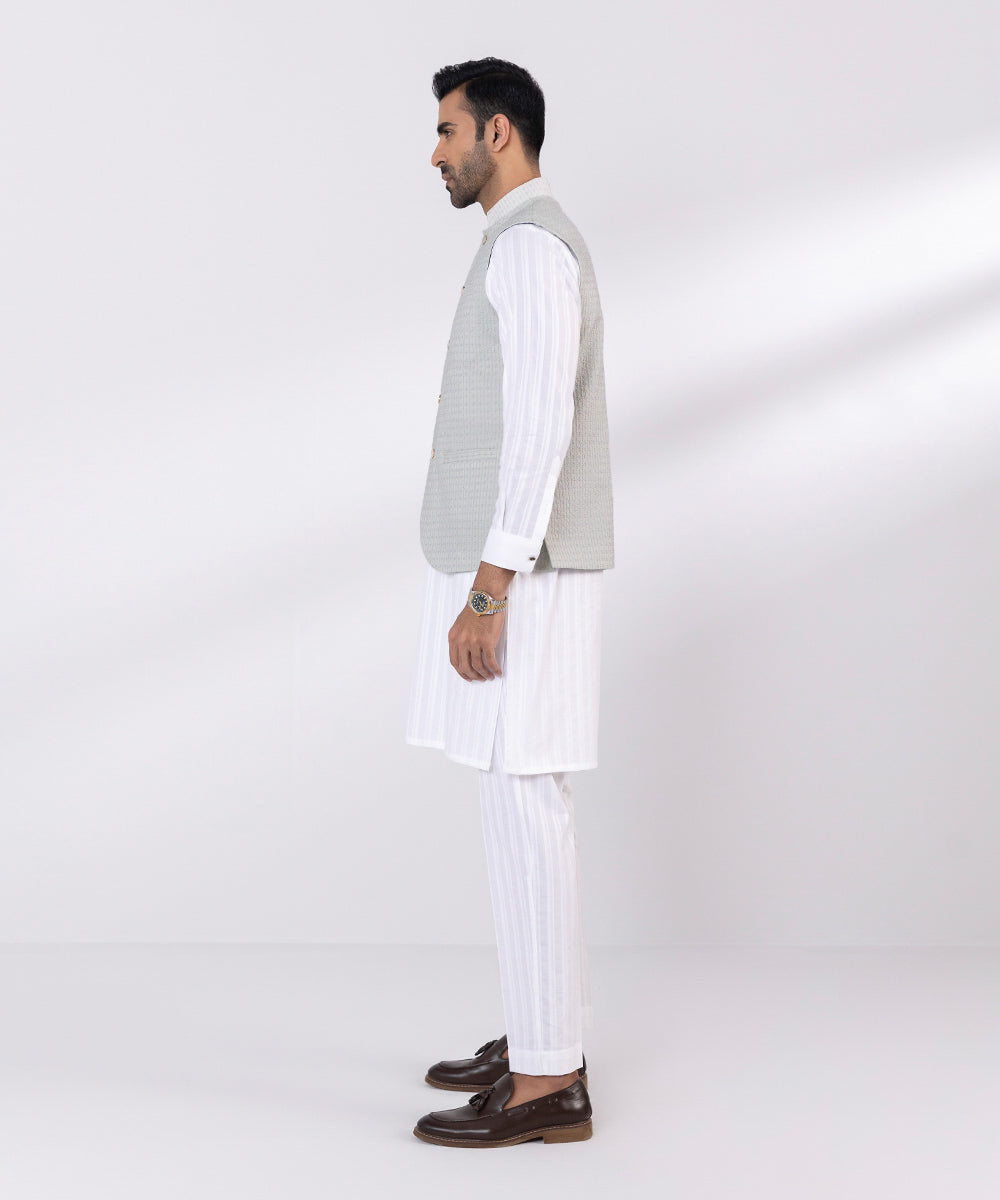 Cotton Waistcoat with Schiffli Embroidery