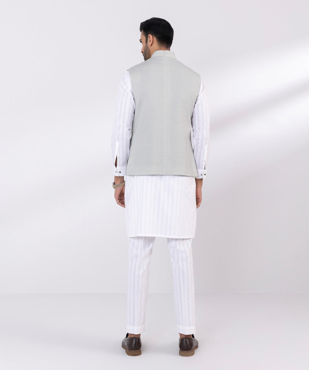 Cotton Waistcoat with Schiffli Embroidery