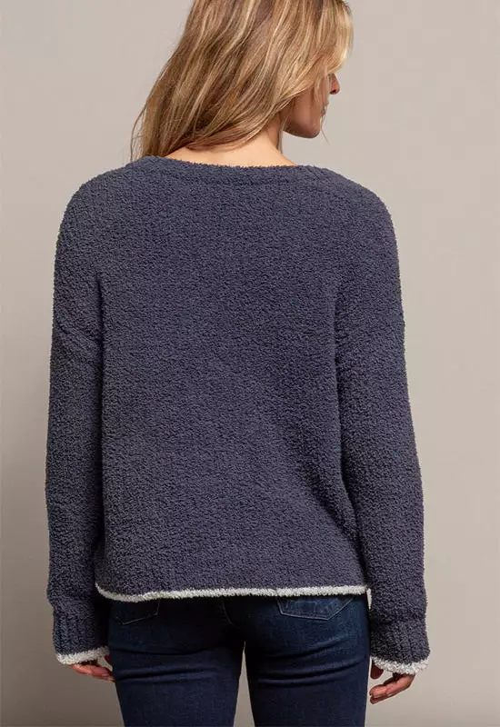 Cozy V-Neck Sweater in Steel Grey