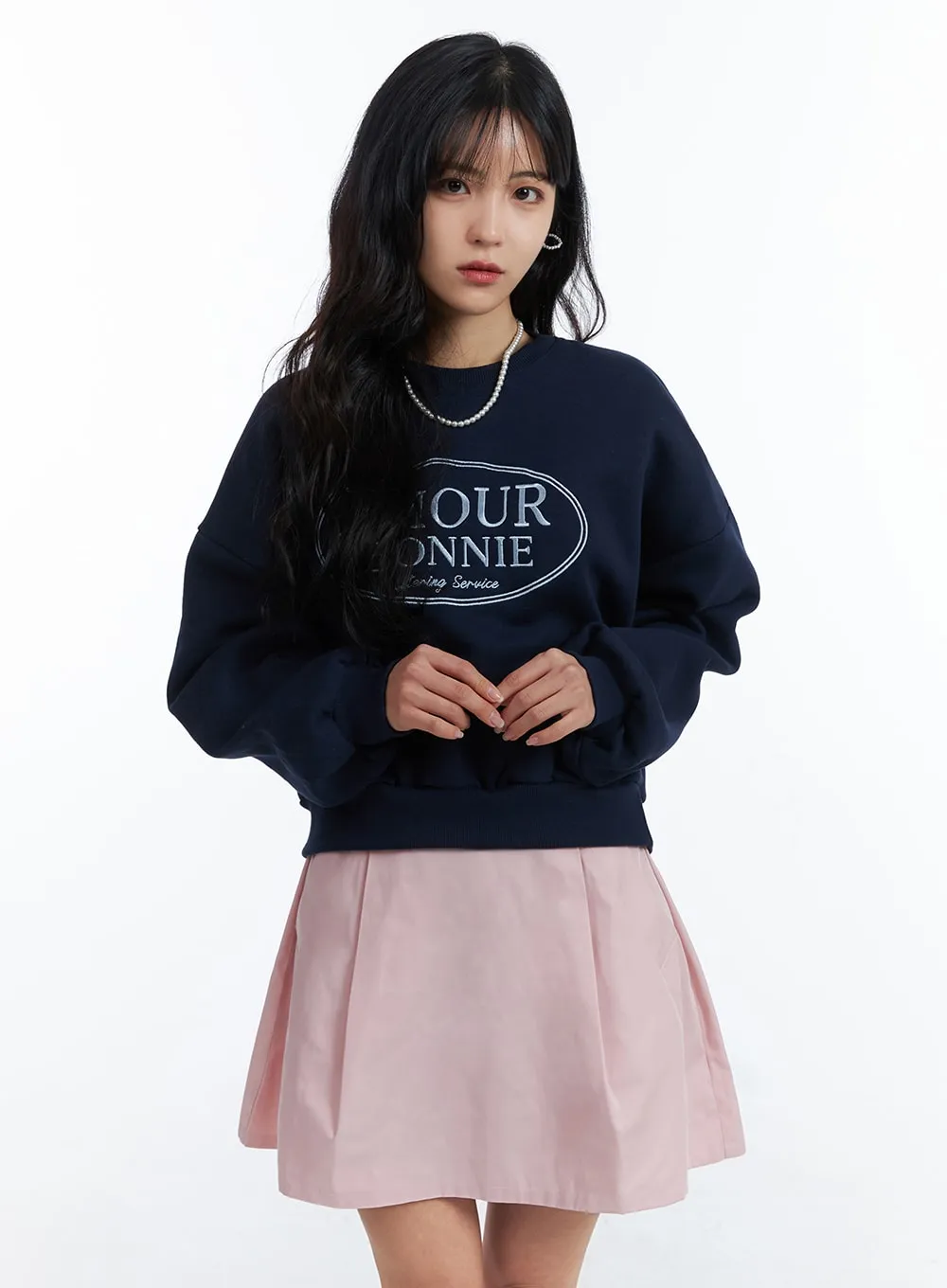 Casual Crew Neck Sweatshirt with Lettering Print - Style OJ424