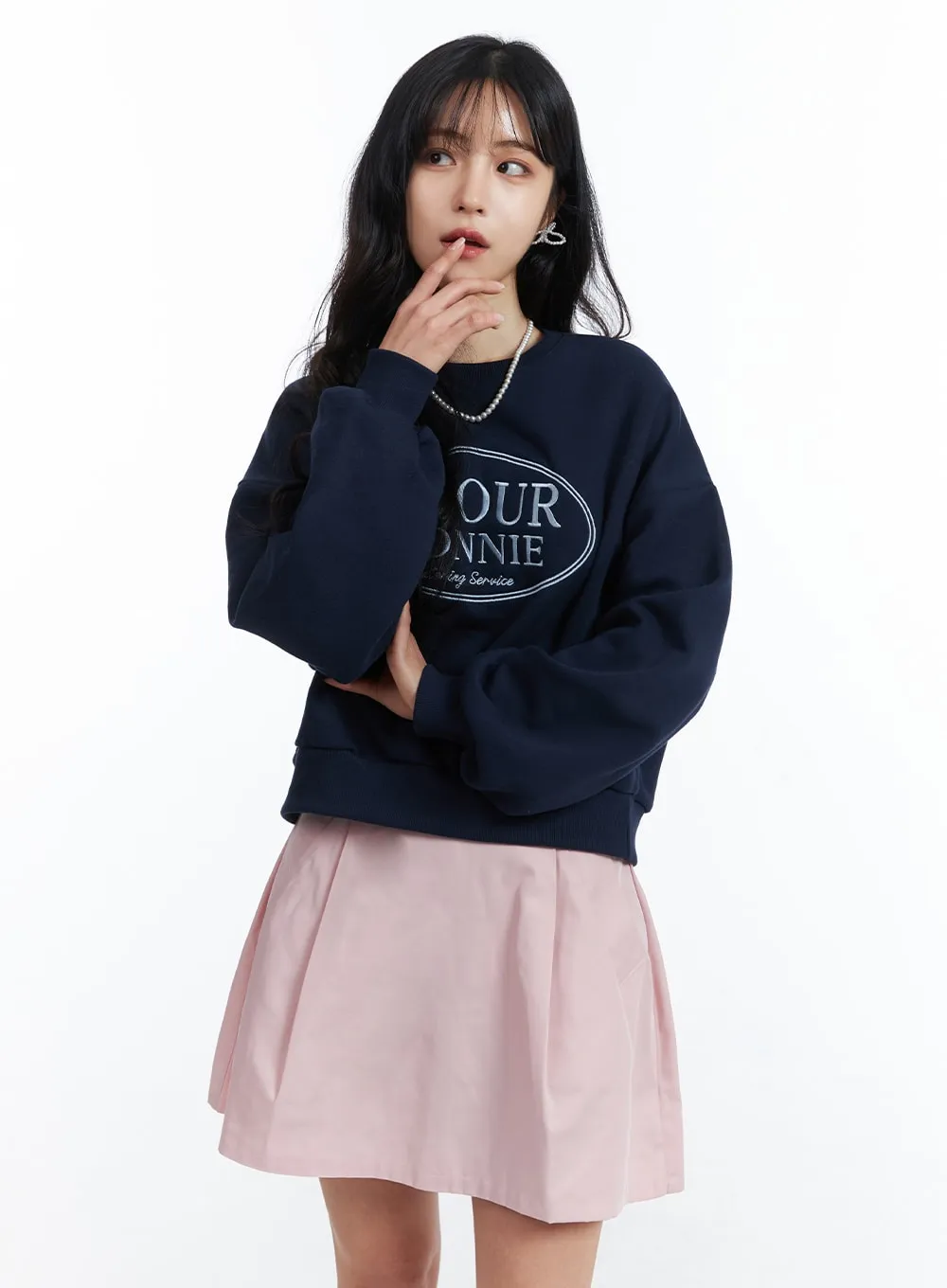 Casual Crew Neck Sweatshirt with Lettering Print - Style OJ424