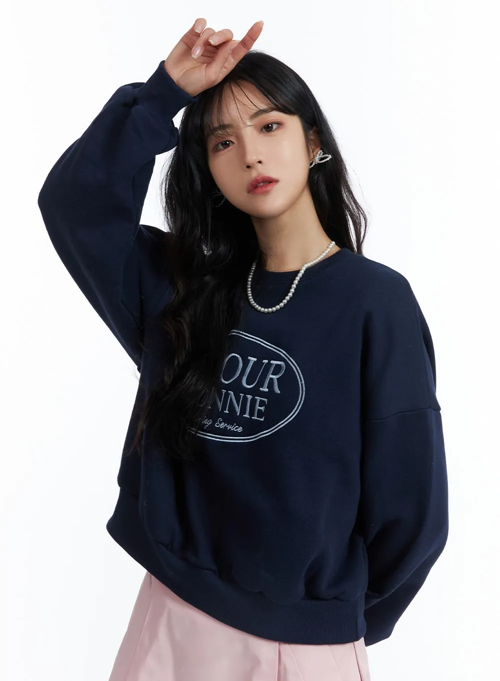 Casual Crew Neck Sweatshirt with Lettering Print - Style OJ424