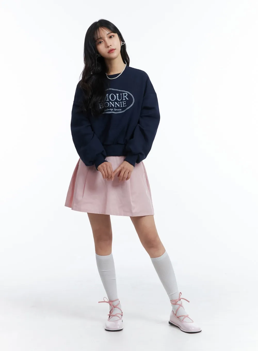 Casual Crew Neck Sweatshirt with Lettering Print - Style OJ424