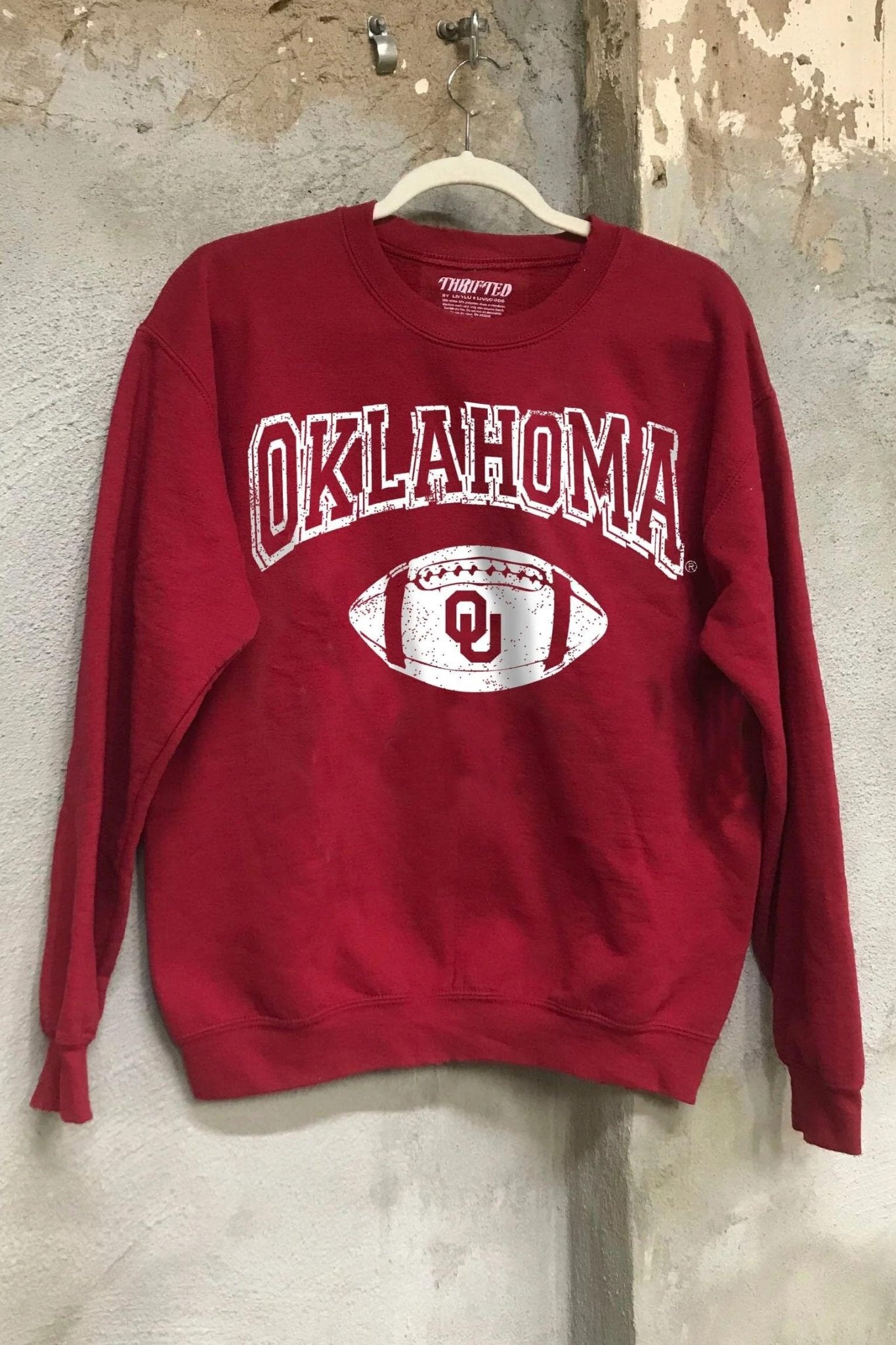 Crimson Oklahoma Sooners Football Sweatshirt - Wonka Theme - Thrifted