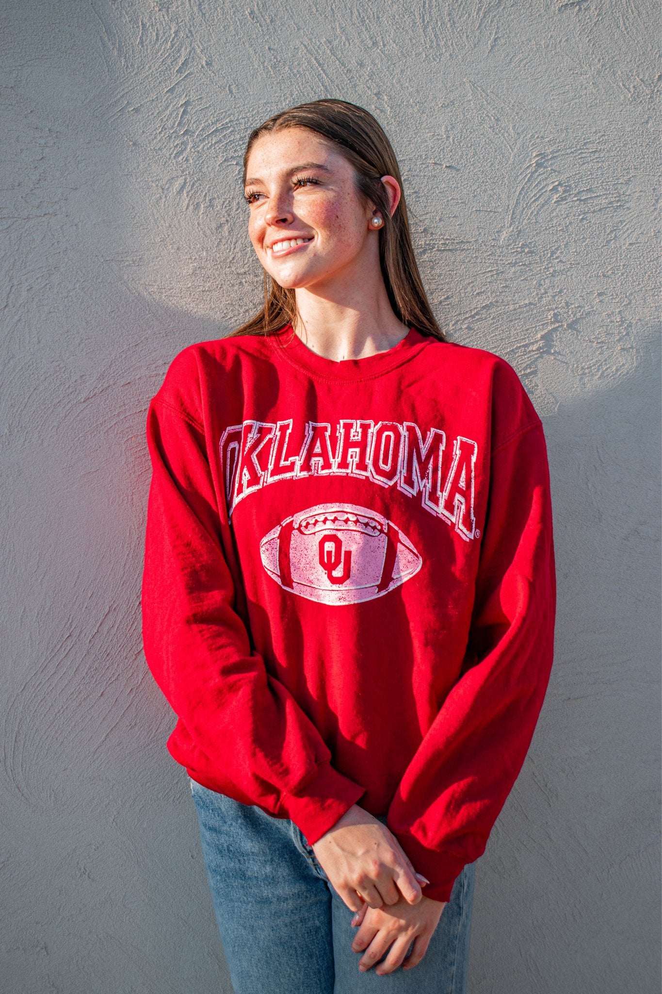 Crimson Oklahoma Sooners Football Sweatshirt - Wonka Theme - Thrifted