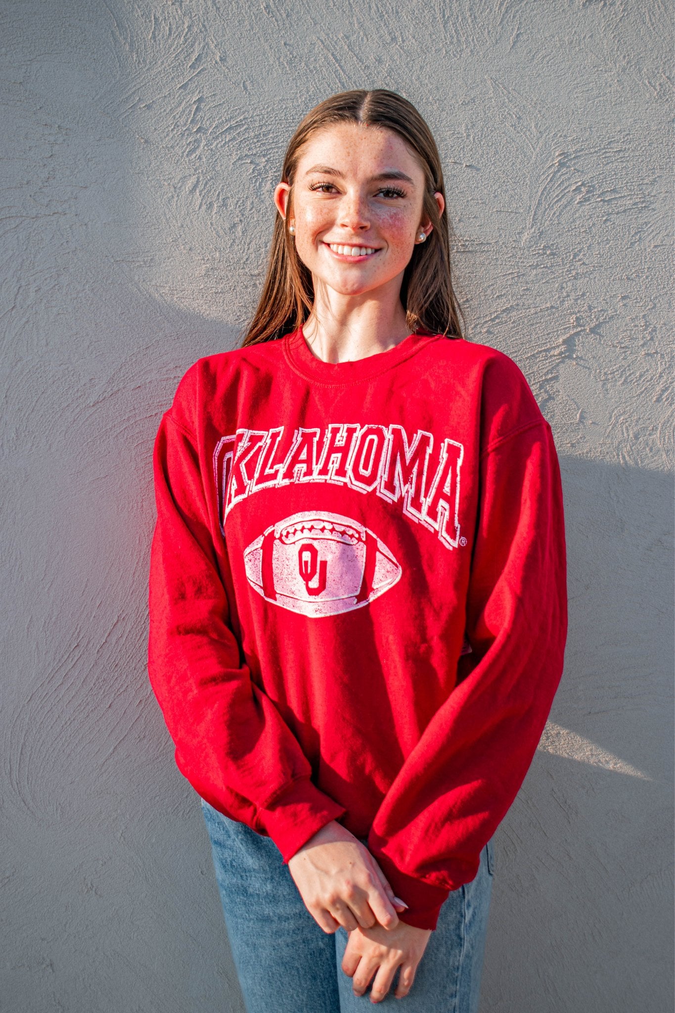 Crimson Oklahoma Sooners Football Sweatshirt - Wonka Theme - Thrifted