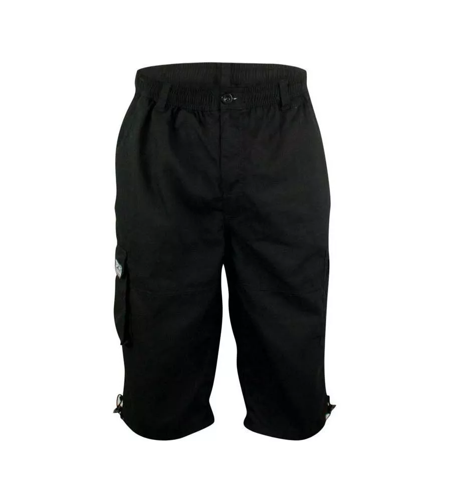 D555 Big Mens Stylish Black Cargo Capri Pant With Leg Pockets (MASON BLACK)