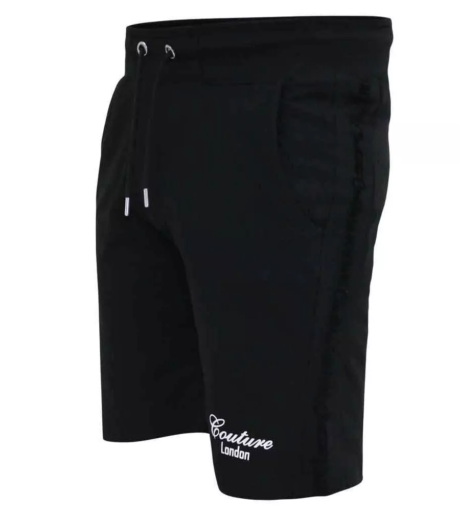 Men's Black Couture Shorts - D555 Elasticated Waistband (Holbrook)