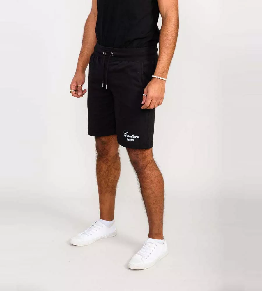 Men's Black Couture Shorts - D555 Elasticated Waistband (Holbrook)