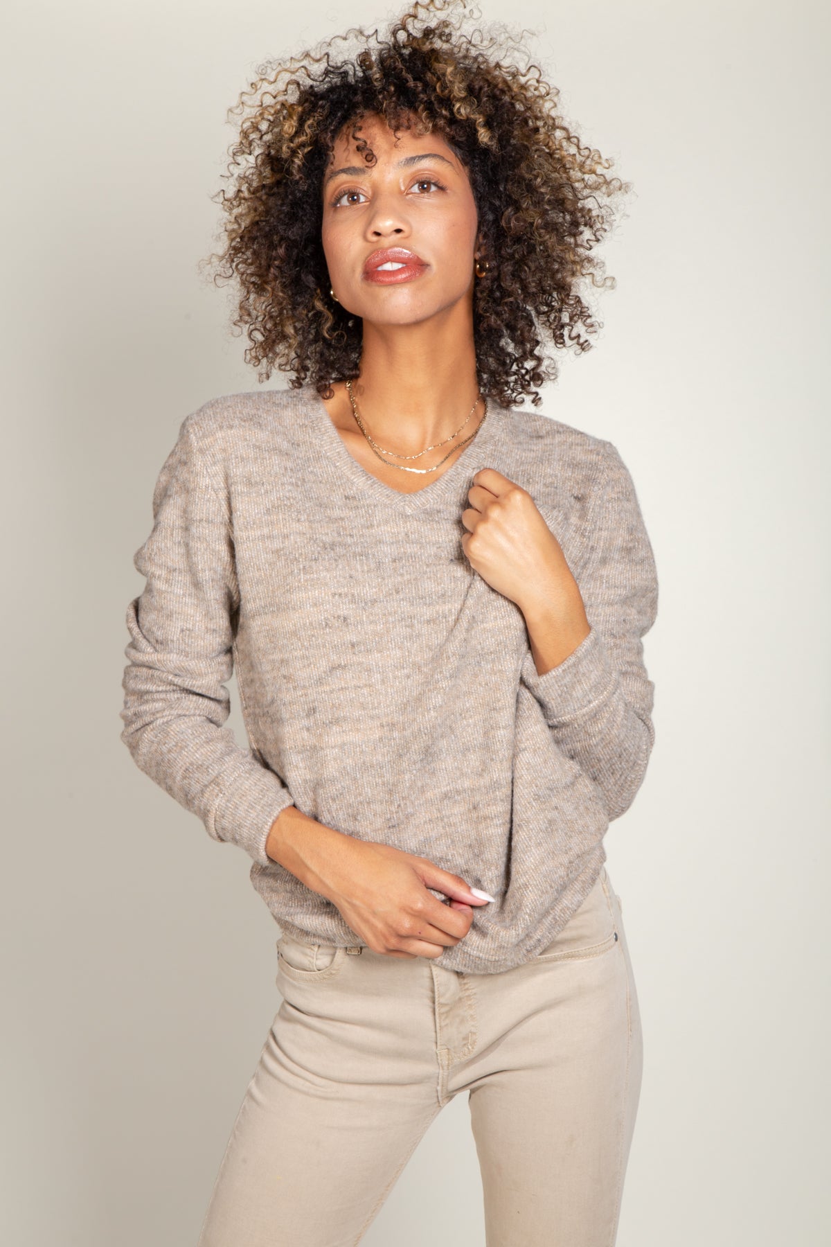 Danielle V-Neck Sweater in Soft Knit