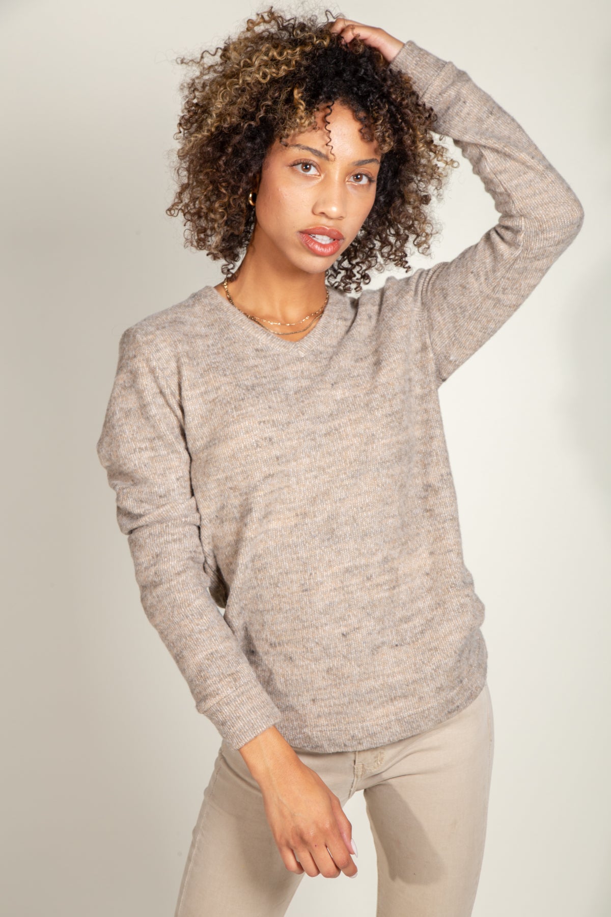 Danielle V-Neck Sweater in Soft Knit