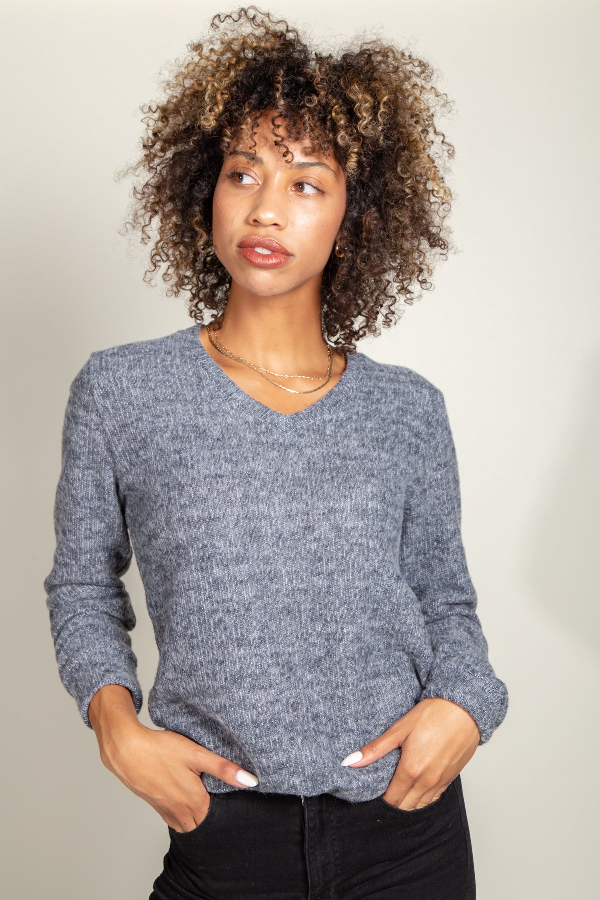 Danielle V-Neck Sweater in Soft Knit