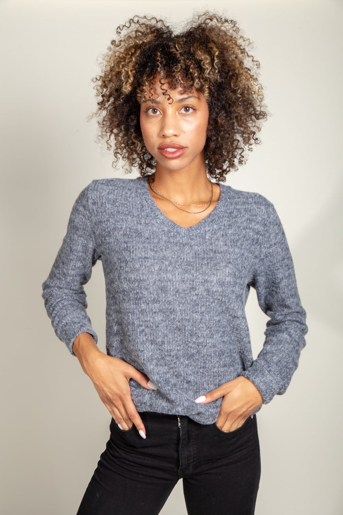 Danielle V-Neck Sweater in Soft Knit