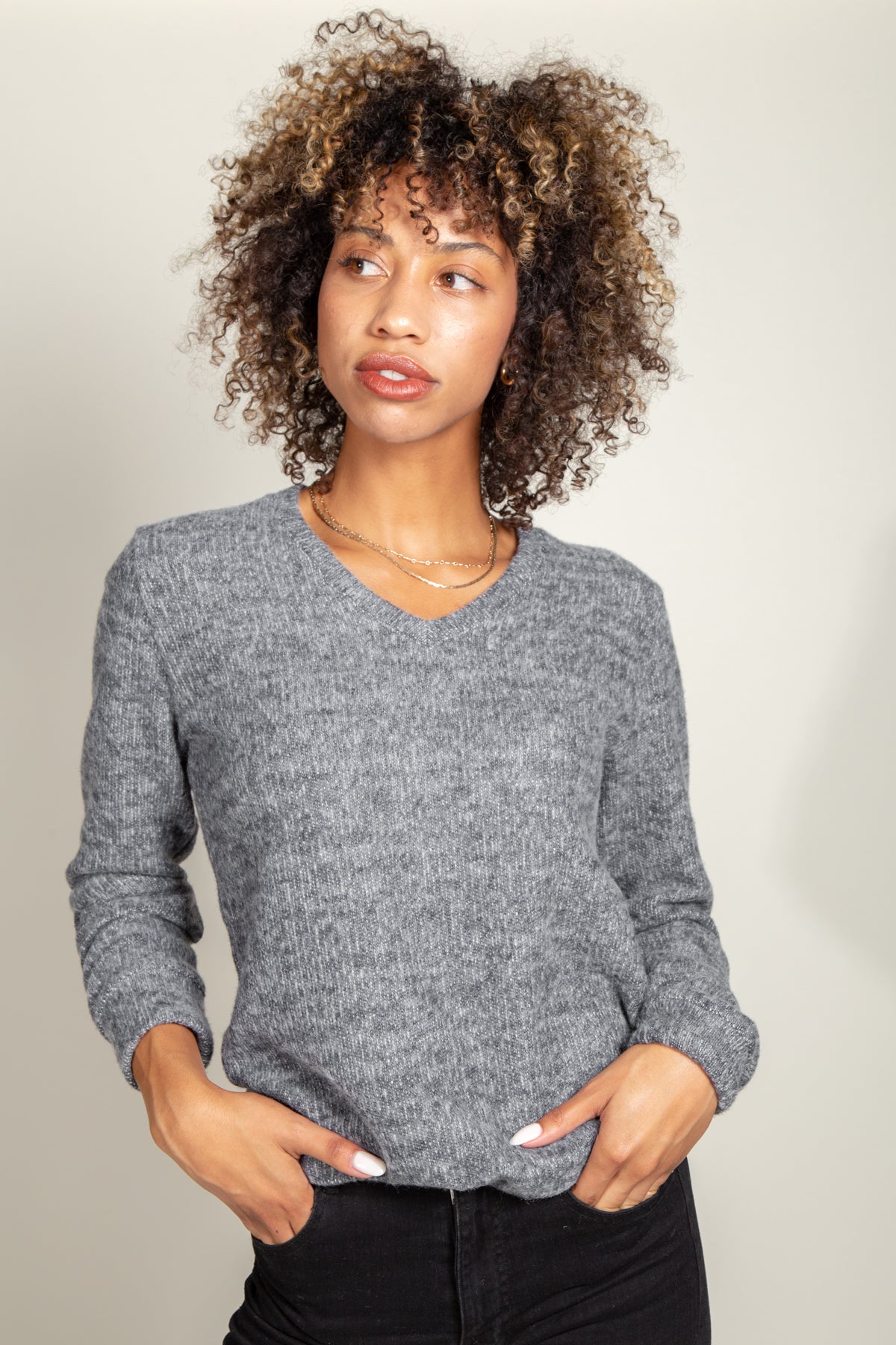 Danielle V-Neck Sweater in Soft Knit