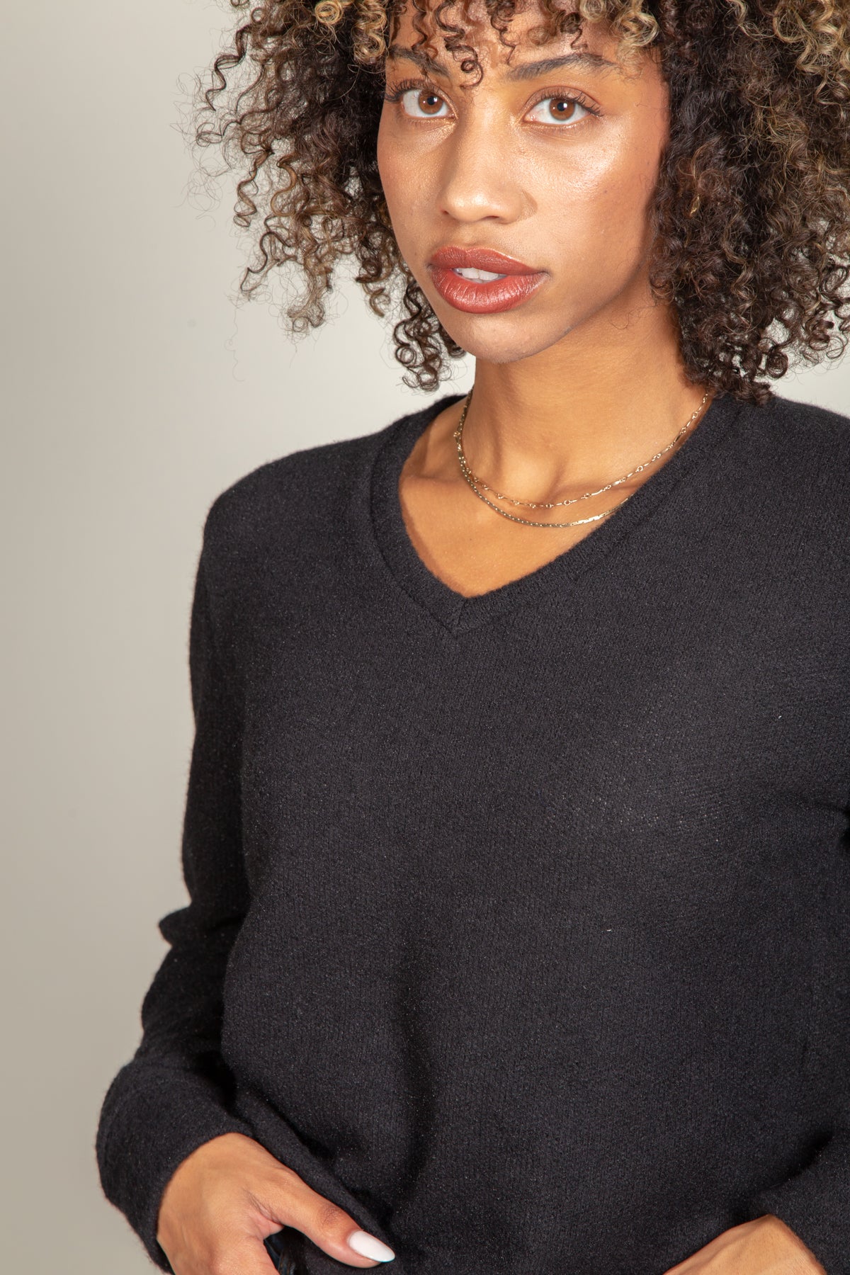 Danielle V-Neck Sweater in Soft Knit