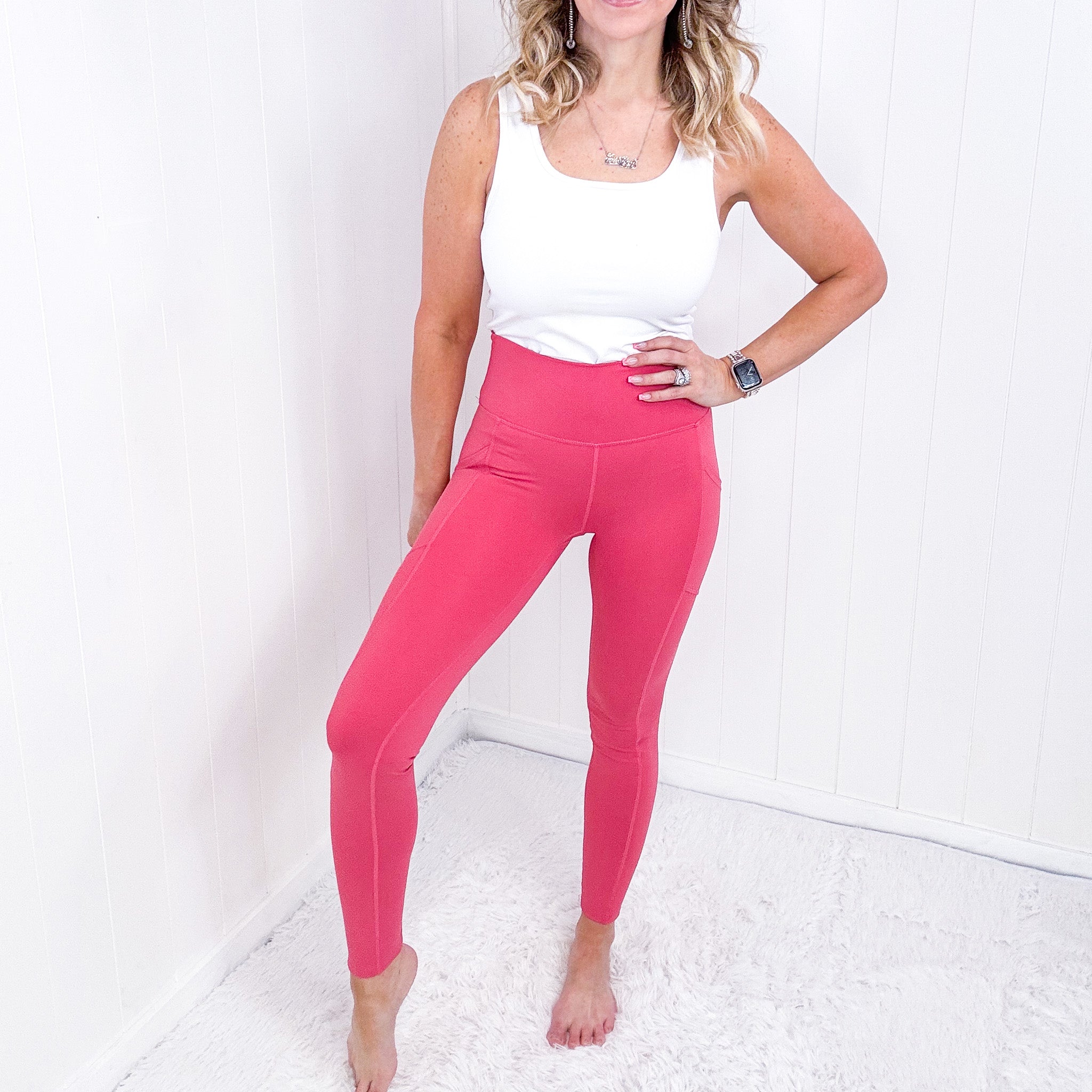 Desert Rose Leggings - Wide Waistband, Full Length, Pockets.