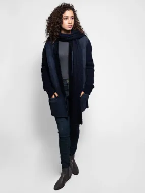 Detachable Shearling and Wool Scarf Coat