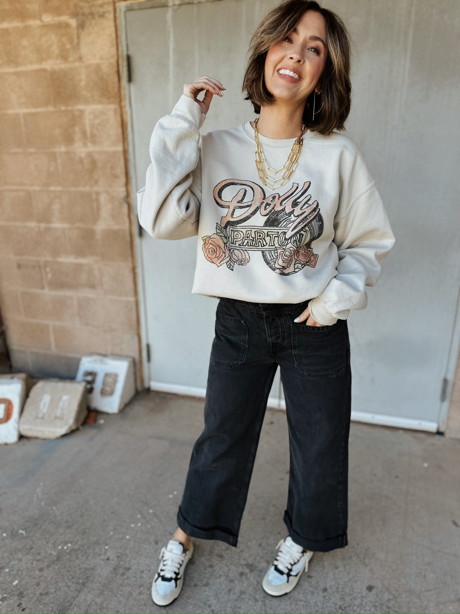 Dolly Parton Rose Graphic Sweatshirt Thrifted | FINAL SALE