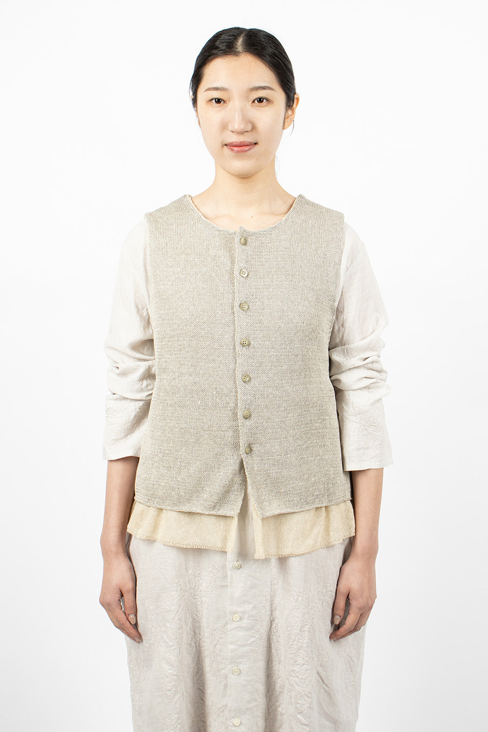 Double Layer Beige Vest