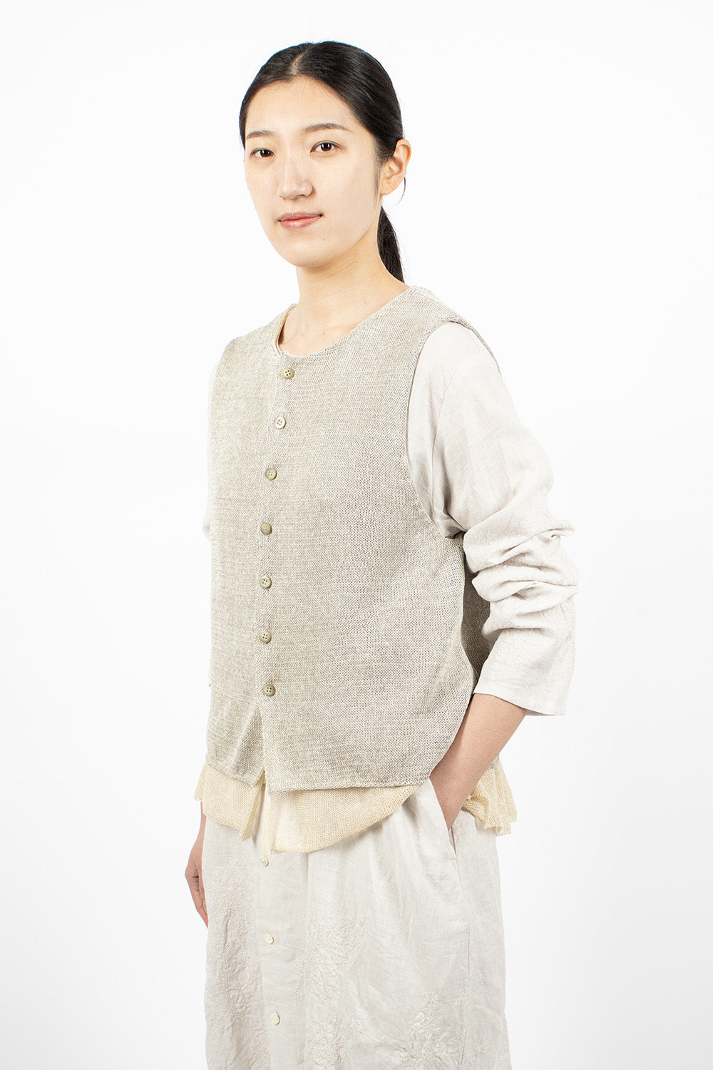 Double Layer Beige Vest