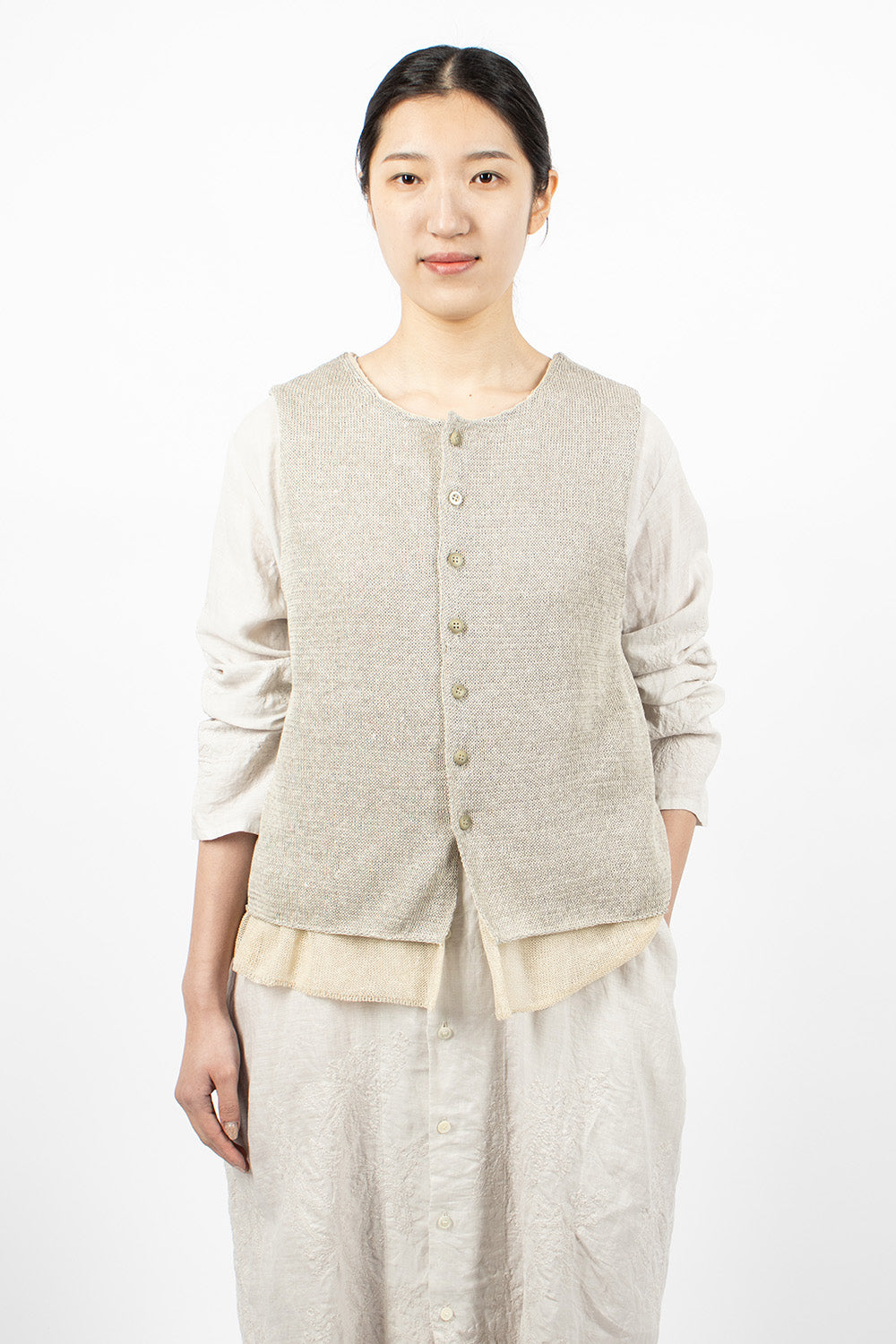 Double Layer Beige Vest