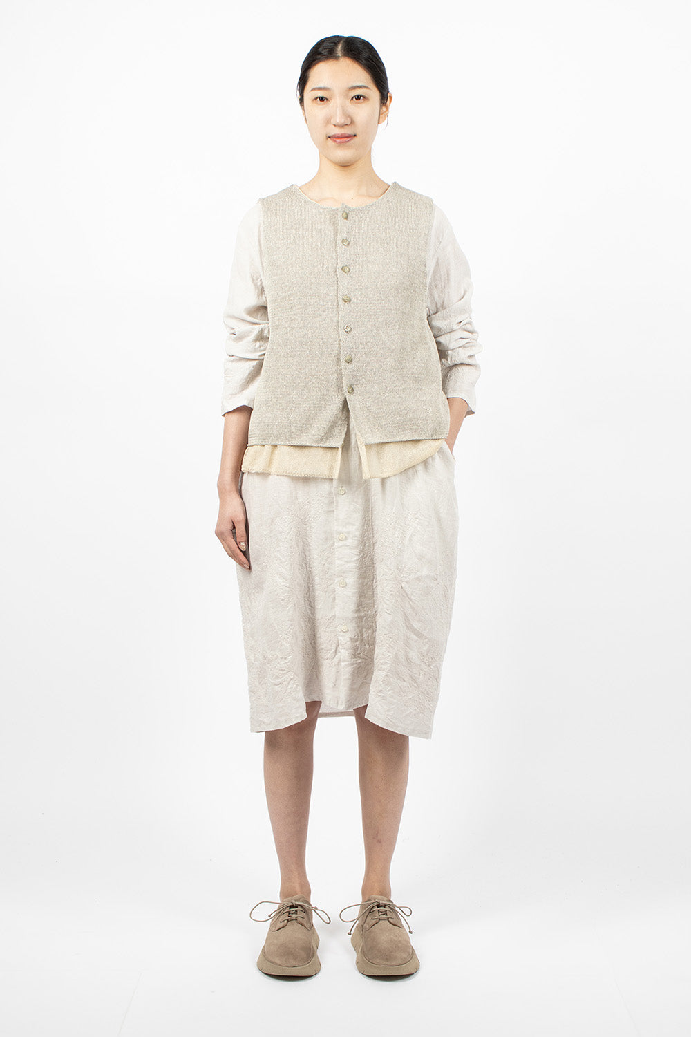 Double Layer Beige Vest