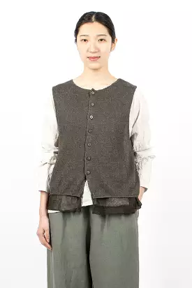 Double Layer Knit Vest - Charcoal Khaki