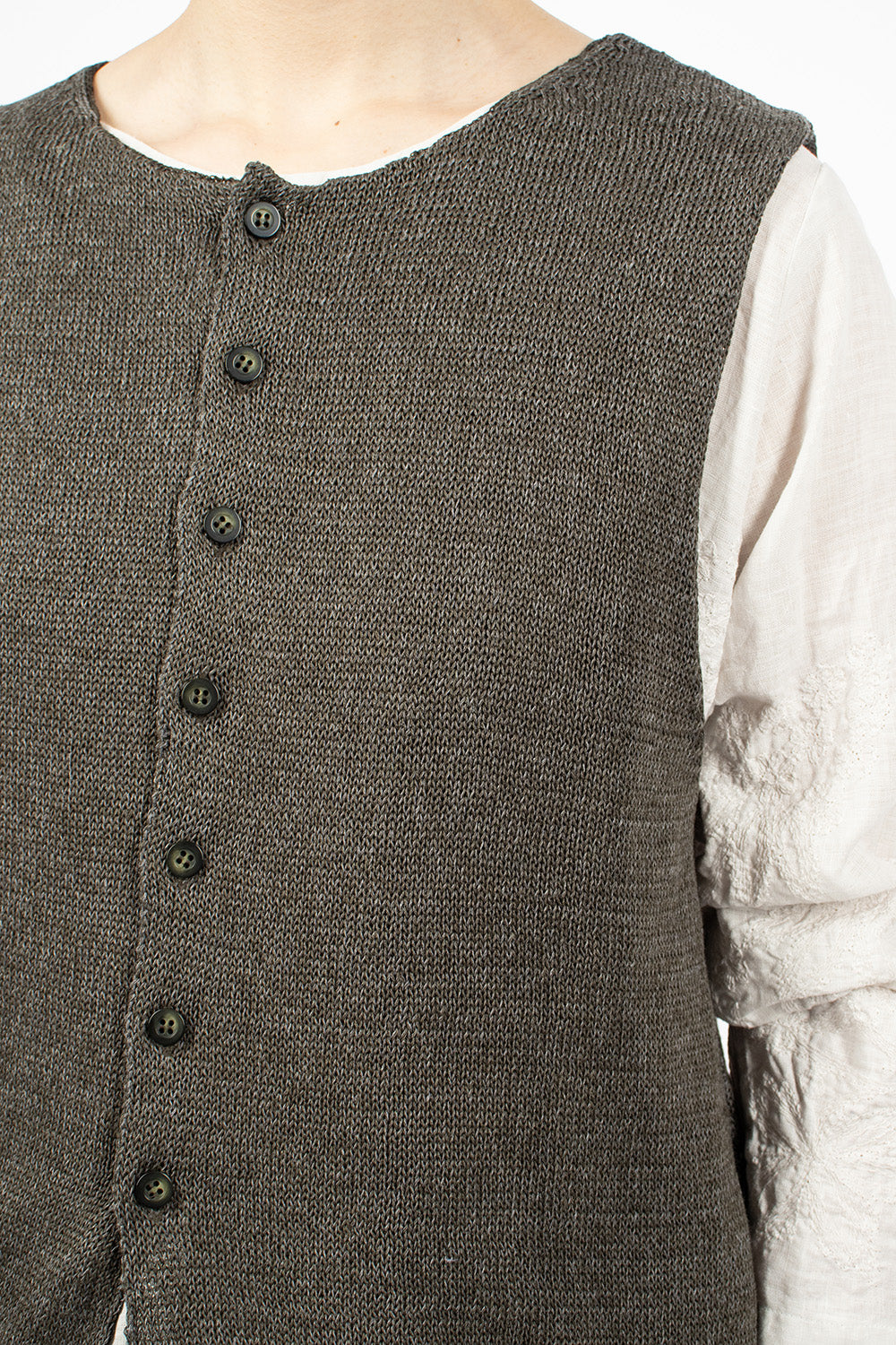 Double Layer Knit Vest - Charcoal Khaki