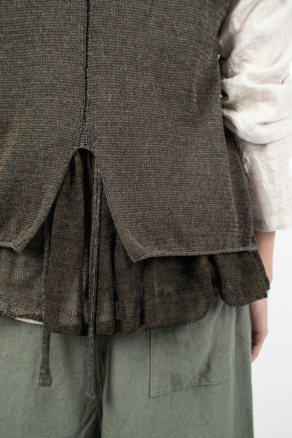 Double Layer Knit Vest - Charcoal Khaki