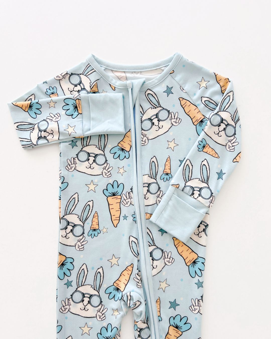 Easter Bunny Print Bamboo Zip Romper