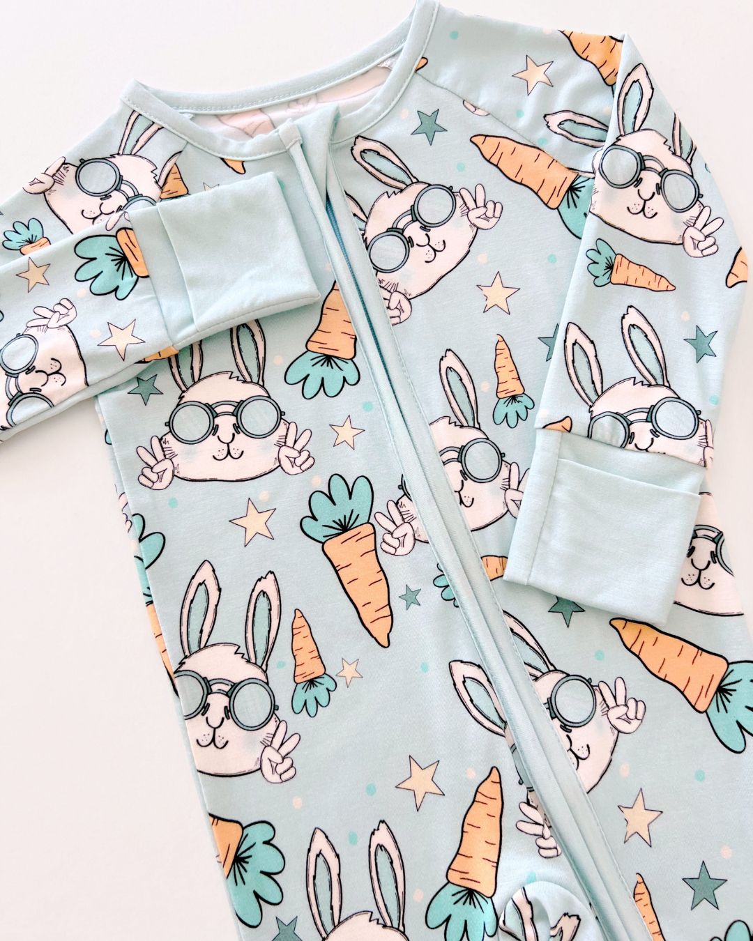 Easter Bunny Print Bamboo Zip Romper