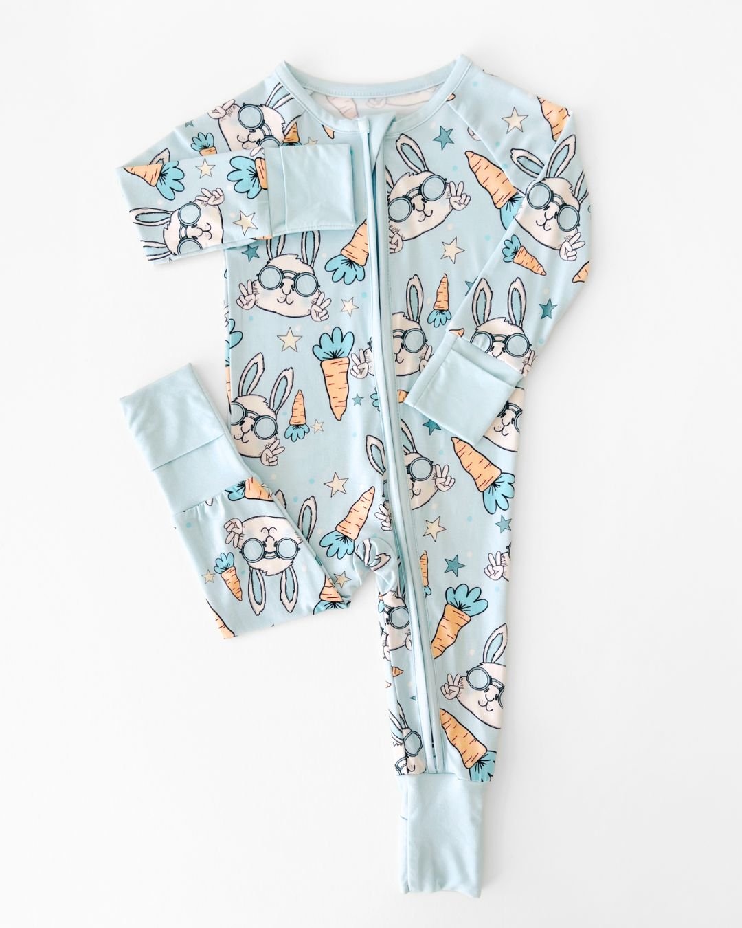 Easter Bunny Print Bamboo Zip Romper