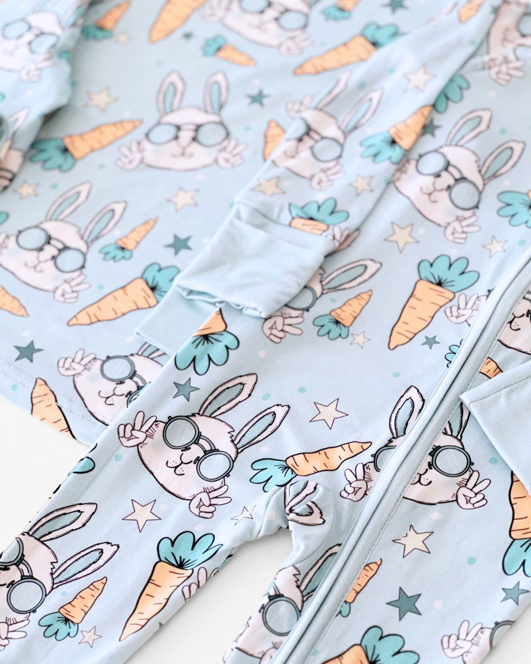 Easter Bunny Print Bamboo Zip Romper